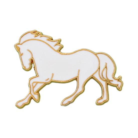 Pferdebrosche Chinesischer Stil Emaille-Anstecknadel Glattes Liniendesign Tieranstecknadel Metalleinfassung Leicht Anzugreversabzeichen