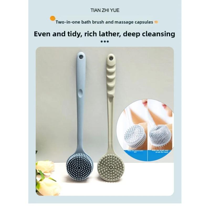 Silikon Rückenbürste für die Dusche Langer Griff Körper Tiefenreinigung und Peeling Massage Doppelseitig Weiche Borsten