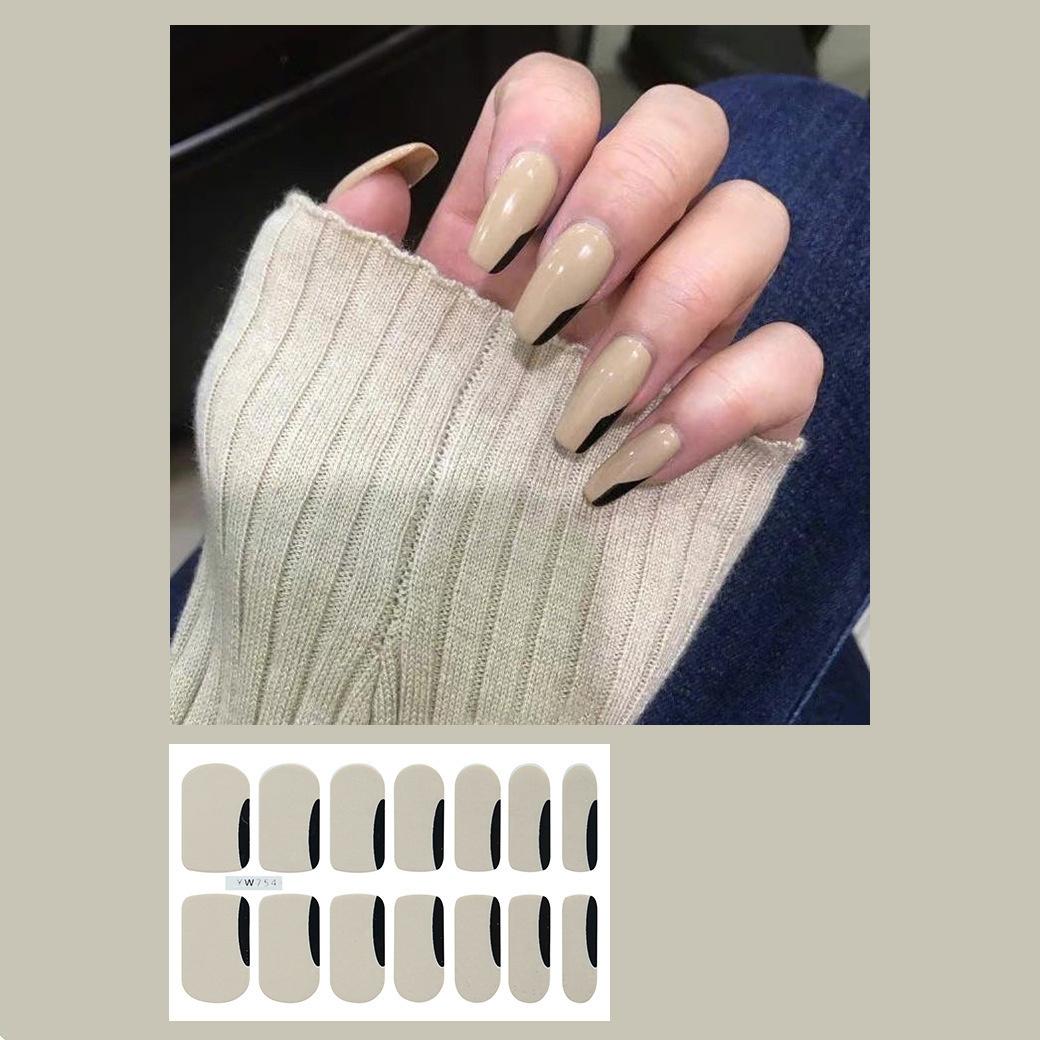 

14 шт./лист, однотонная градиентная наклейка для ногтей, готовый маникюр, быстрый Nial 16