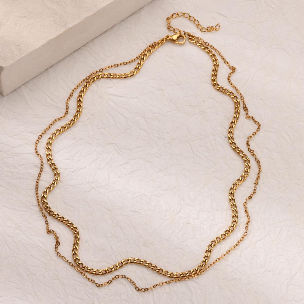 Mehrlagige Halsketten aus Edelstahl für Damen Mode Kubanische Kette Choker Halskette Wasserdichter Schmuck Weihnachtsfeier Geschenk