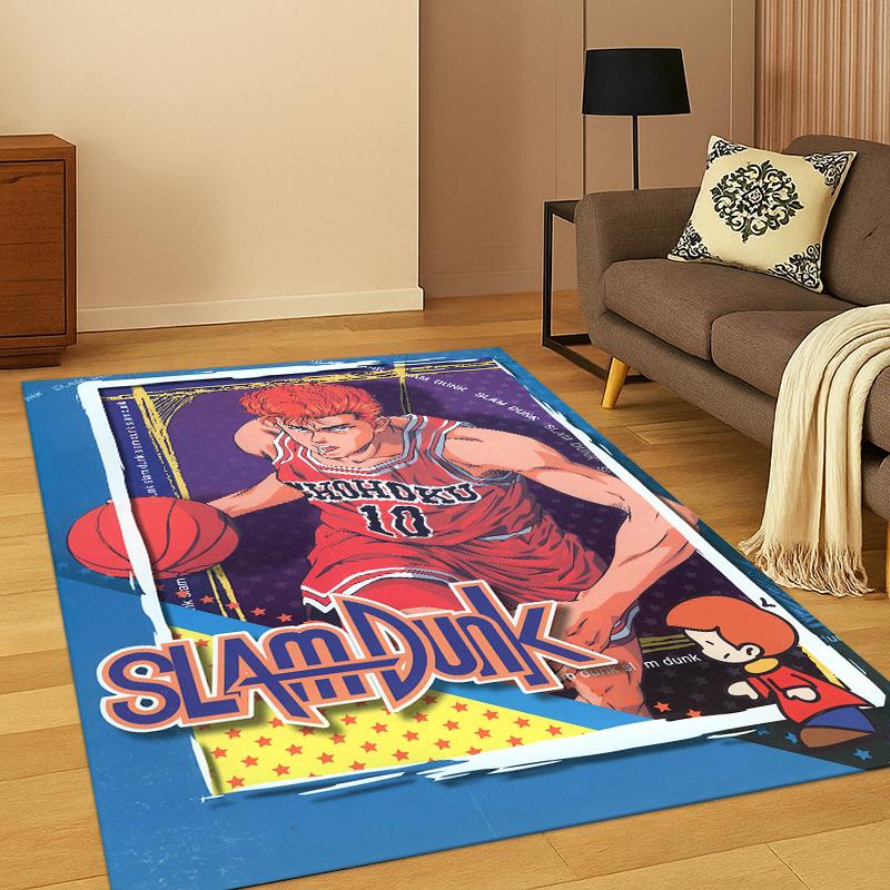 Cartoon Slam Dunk Basketball Anime Carpet Rug for Bedroom Living Room Sofa Playroom Doormat Home Decor,Kid Area Rug Non-slip
