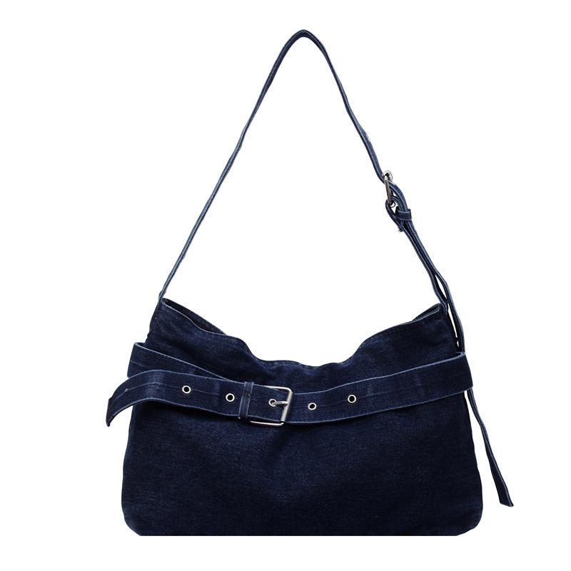 Large-capacity commuter shoulder bag, simple autumn new underarm denim tote women's bag trend