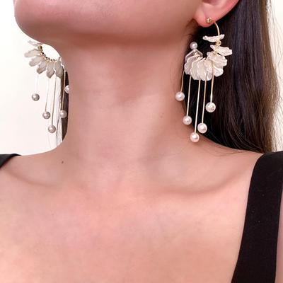 Pearl Tassel C-Hoop Earrings with S925 Silver Needles - National Style Fashion Jewelry