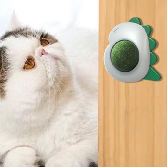 Cat Lick Ball Natural Catnip Ball Cat Chew Toy Wall Mounted Rotatable Ball Cat