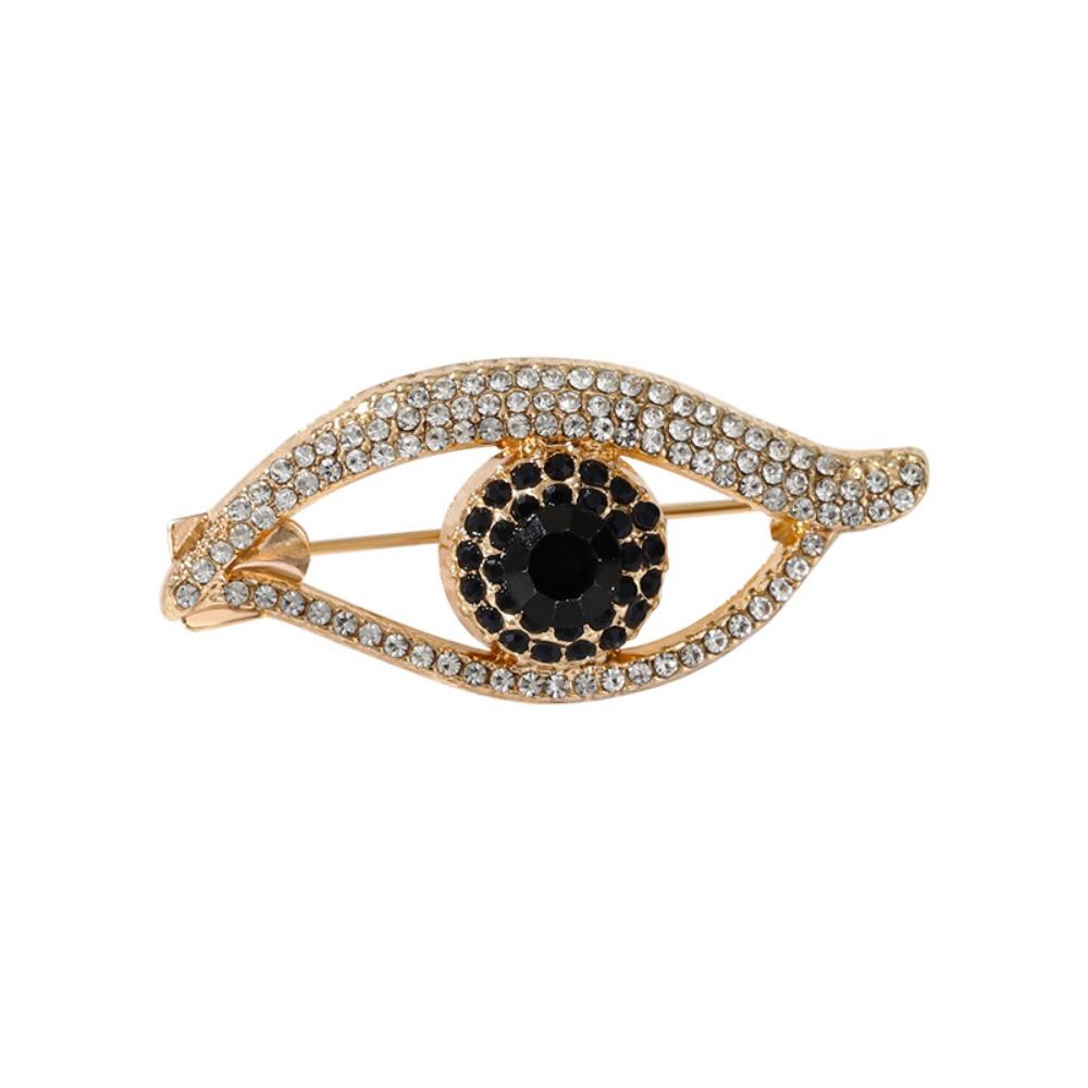Crystal Pendant Devil Eye Brooch Pin Hollow Out Banquet Clothes Pin Clothes Accessories