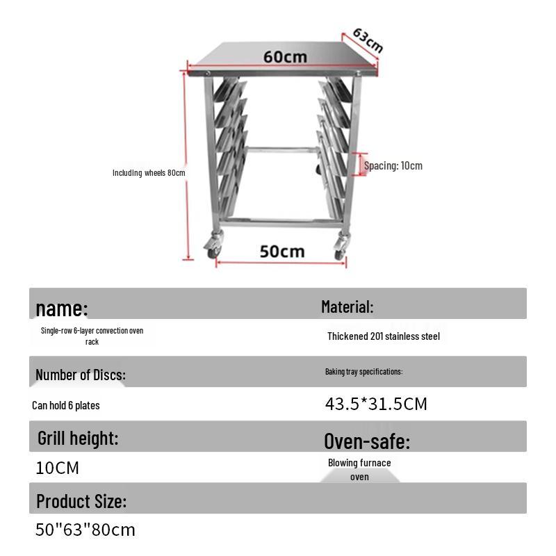 Stainless Steel Baking Pan Rack Trolley for Bread and Toast Drying