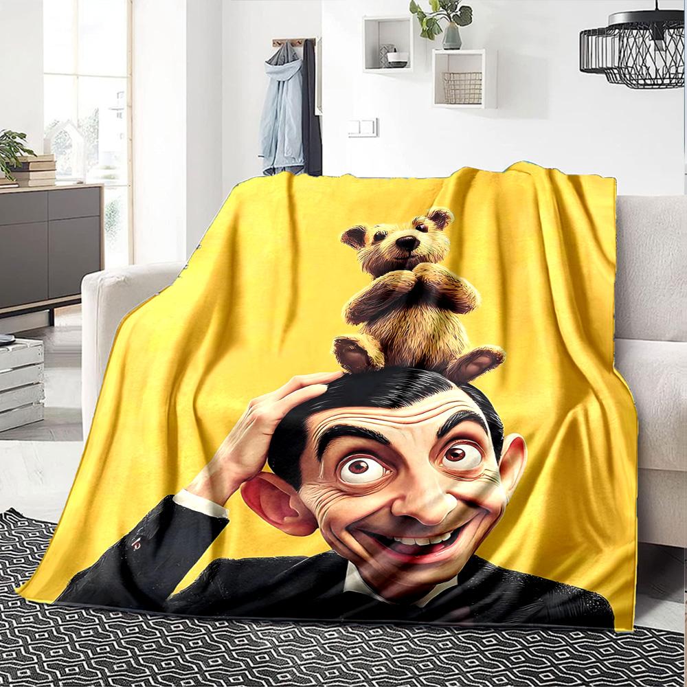 Mr Bean'S Hilarious Adventure Flannel Blanket Super Soft Warm Cozy Blanket For Sofa Bed Office Travel Allseason Home Decor Gift