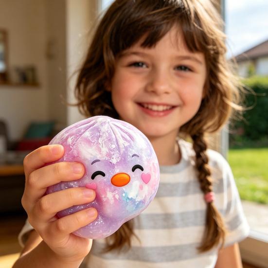 Cartoon Dumpling Squeeze Toy with Glitter, Stress Relief Dough Stress Ball Fidget Toy, Soft Simulated Steamed Bun Sensory Toy