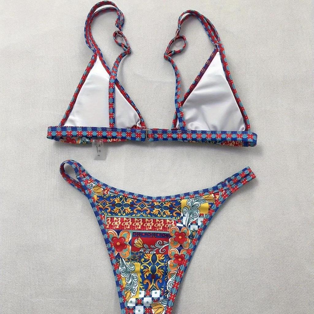 Reversible Zip Bikini Set: Triangle Cup with Random Print - Women's Sexy Swimwear