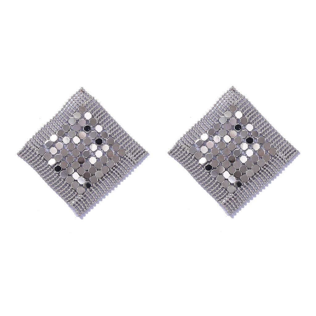 Einfache Leichte Luxus Kalte INS Stil Metall Pailletten Quaste Gitter Rauten Ohrringe Vielseitig Premium Gefühl Damen