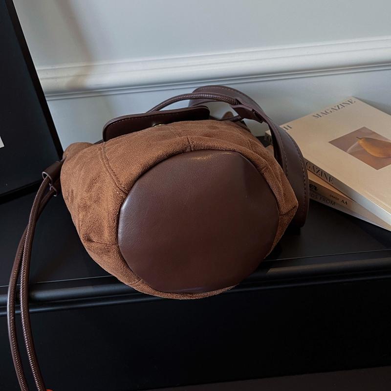 Women’s Suede Crossbody Bag Minimalist Design for Daily Casual Office Use Vintage Chic Style