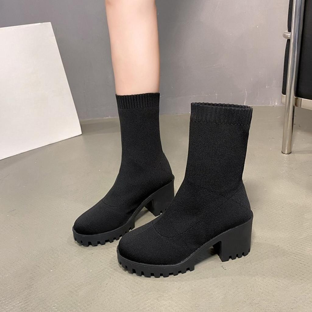 2025 New Women Luxury Plus Size Women's Boots Couple Socks Shoes Women's Thick Bottom Casual Knitted Ankle Boots Size 35-43