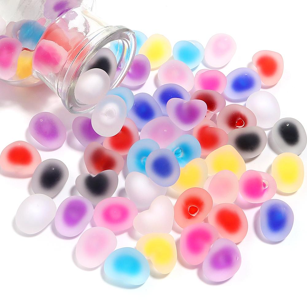 10pcs Acrylic Frosted Heart Beads Multicolor Love Heart Charms Beads For DIY Jewelry Making Bracelets Pendants Earrings Findings