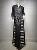 AB052 Women's Embroidered Striped Abaya - Middle East Arabic Muslim Robe