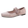 Fashion Spring New Low Heel Single Shoes Women's Square Head Shallow Mouth One Word Buckle Soft Sole Non-slip Low Top Shoes