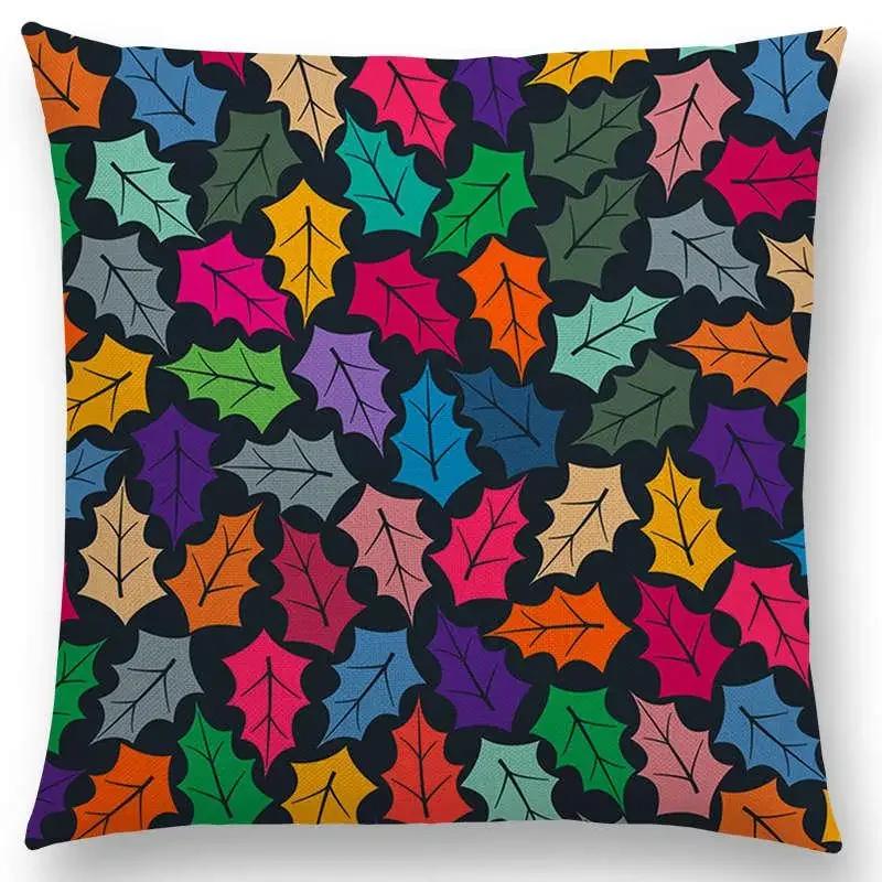Kolorowe Kwiaty Liście Kropki Poszewka na Poduszkę na Sofę Gwiazdy Fale Wzór Geometryczny Pastelowe Trójkąty Diament Tęcza Poszewka na Poduszkę