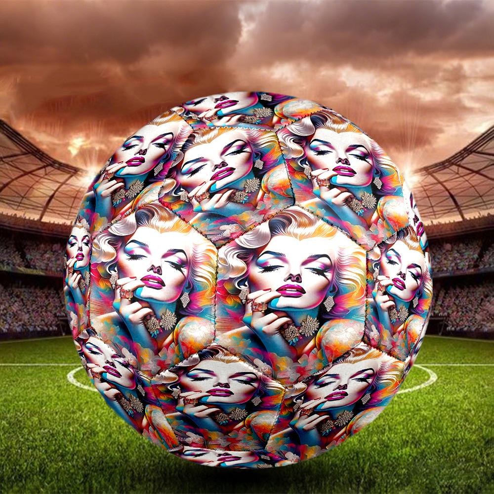 Marilyn Monroe Print Size 5 Soccer Ball, Standard Match Football for Sports Game and Team Practice, Ideal Gift for Soccer Fans