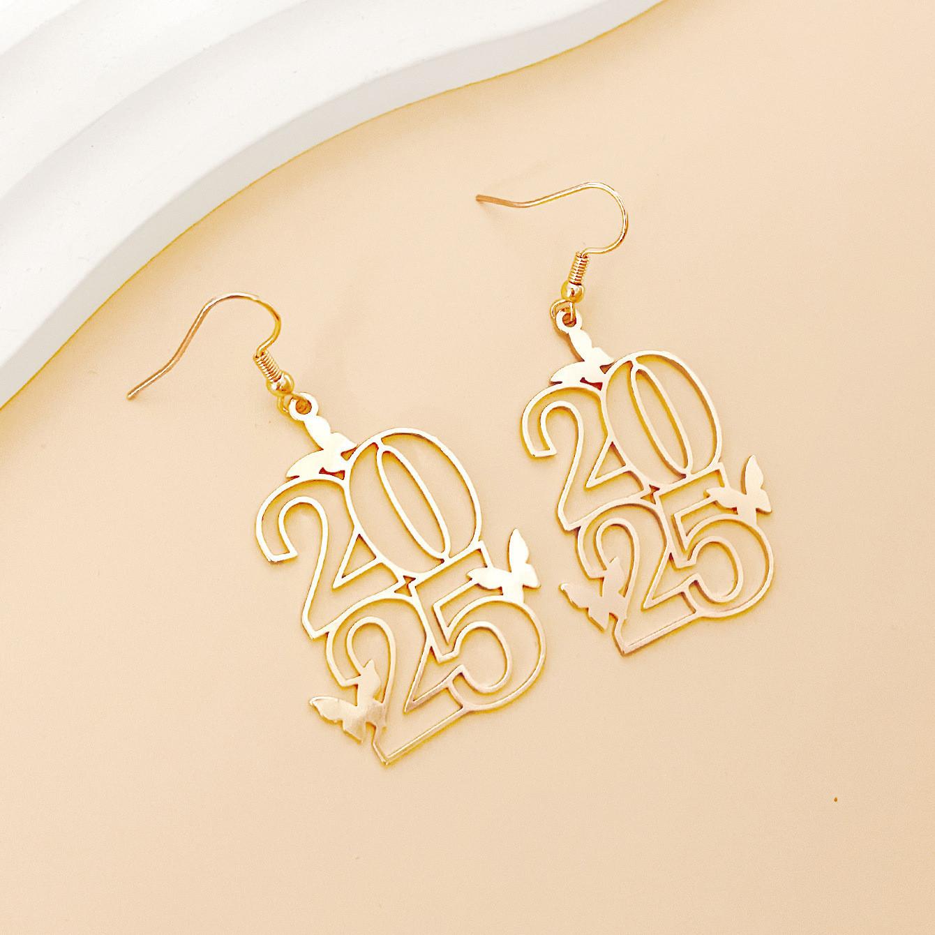 

Серьги из металлического сплава с полым дизайном и серьги для приветствия Нового года Изысканный подарок One Size