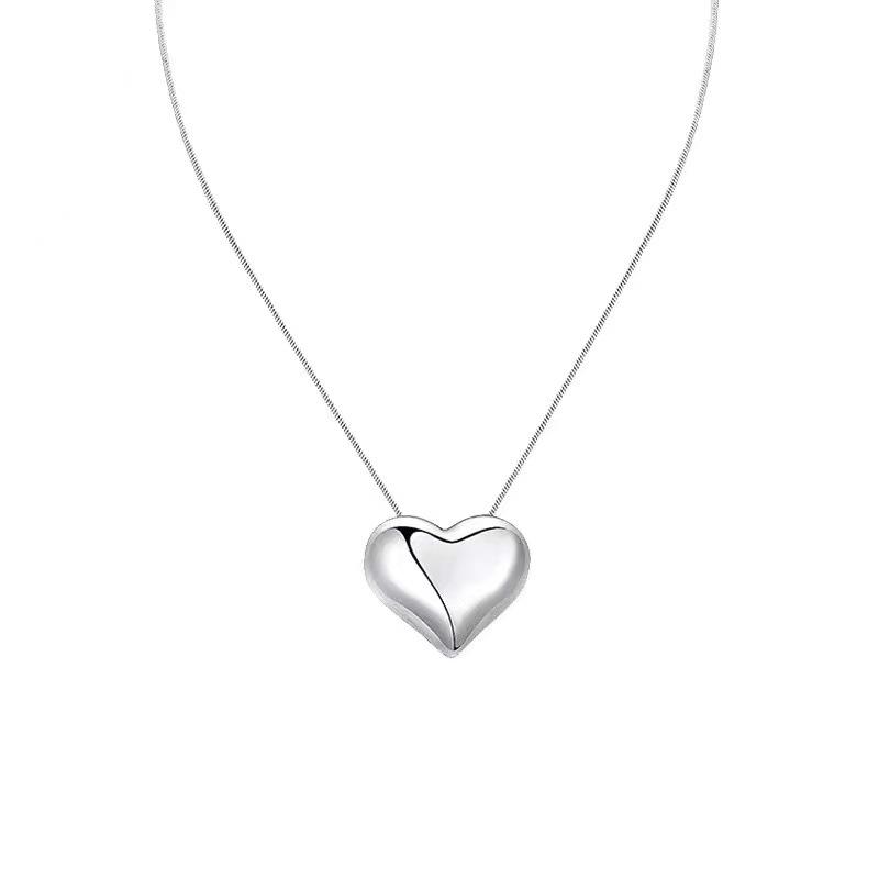Kpop Love Heart Pendants Necklace for Women Aesthetic Fashion Korean Style Necklaces Snake Bone Chain Y2k Jewelry Birthday Gifts