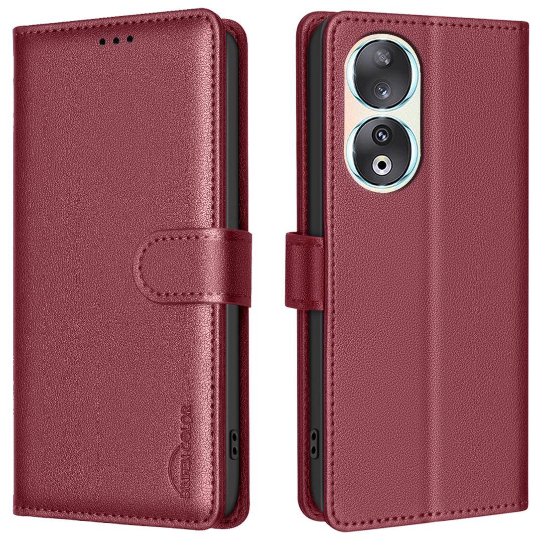 

BINFEN COLOR BF32 For Honor 90 Case RFID Blocking PU Leather Protective Phone Cover B