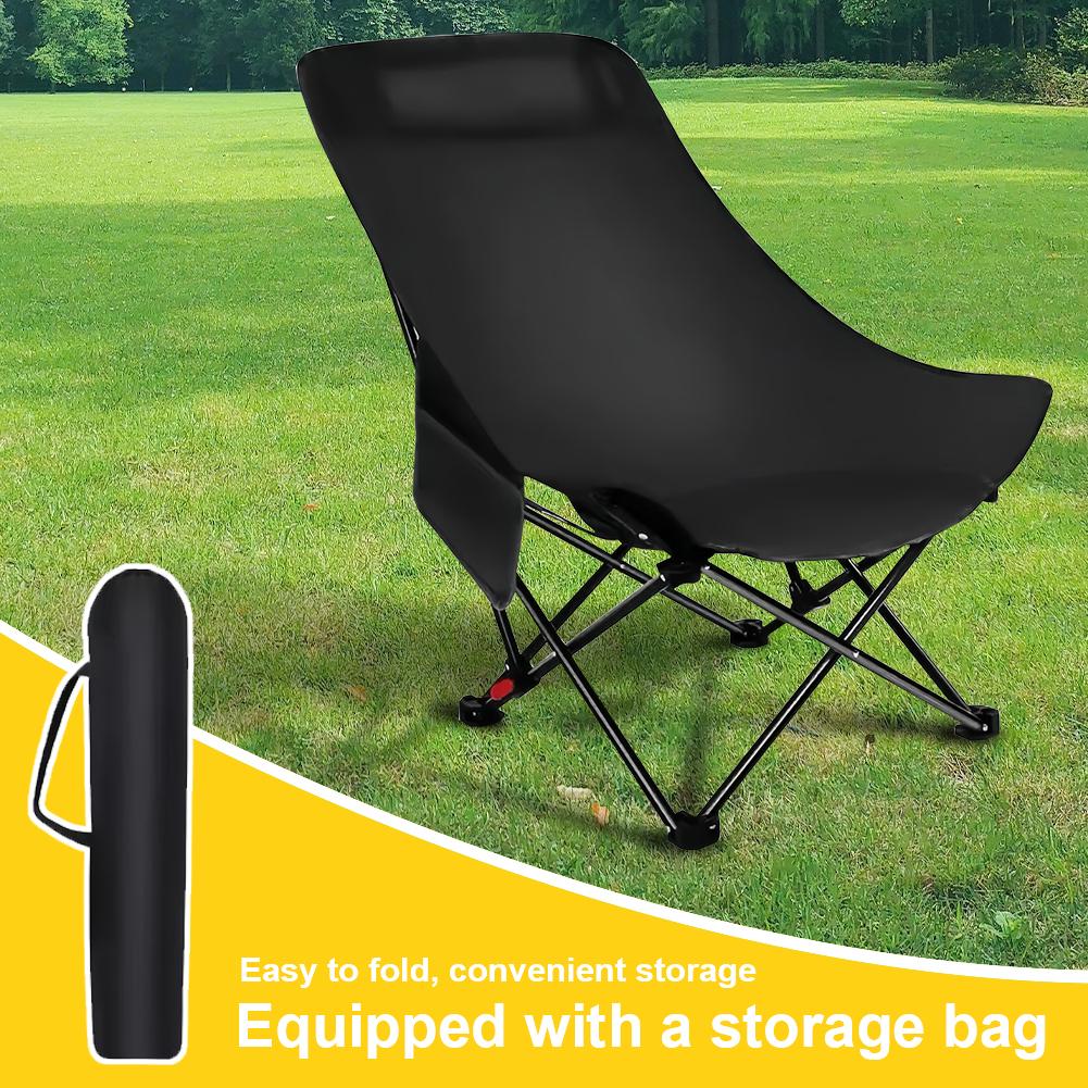 Folding Camping Chair Foldable Fishing Chair Ultralight Compact Beach Chair with Carrying Bag Adjustable for Outdoor Activities