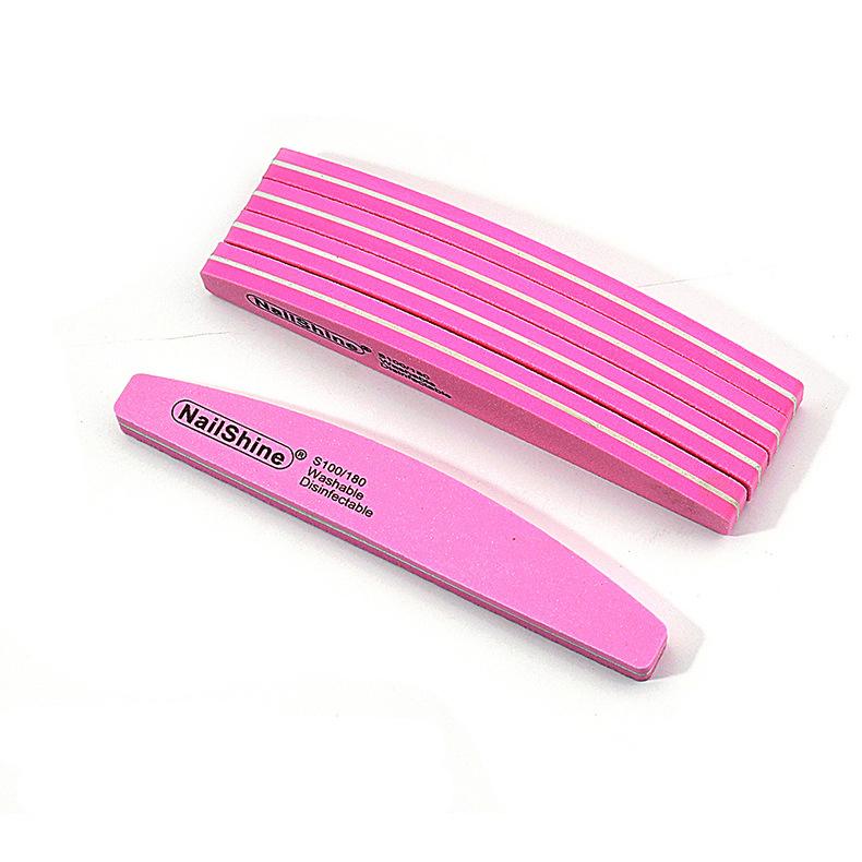 

10 шт./лот, двухсторонние пилочки для ногтей с ромбом и полумесяцем, буфер 100/180, полировка, шлифовка, маникюр, педикюр, буферы для ногтей, инструменты для пилочек