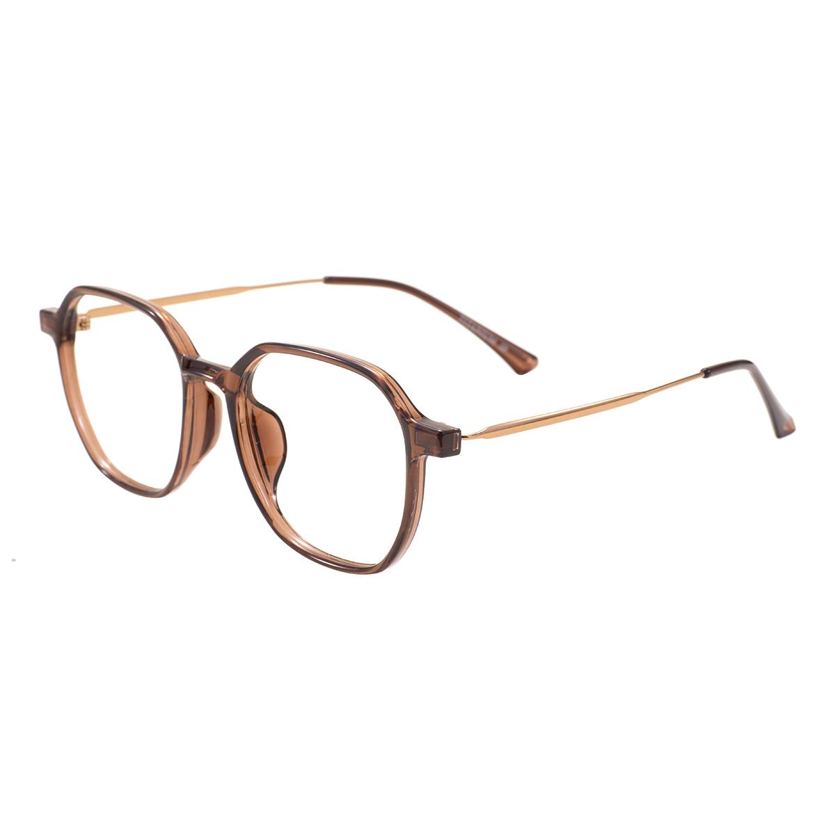 

Fashion Small Men Women Full Rim Square Transparent Eyeglasses TR90 Frame Metal Temples For Optical Medical Prescription Lenses коричневый