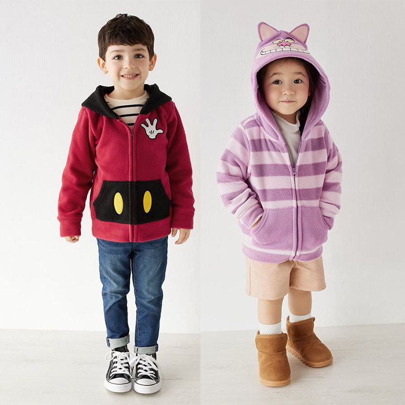 Children's Fleece Autumn and Winter Hooded Cartoon Jacket