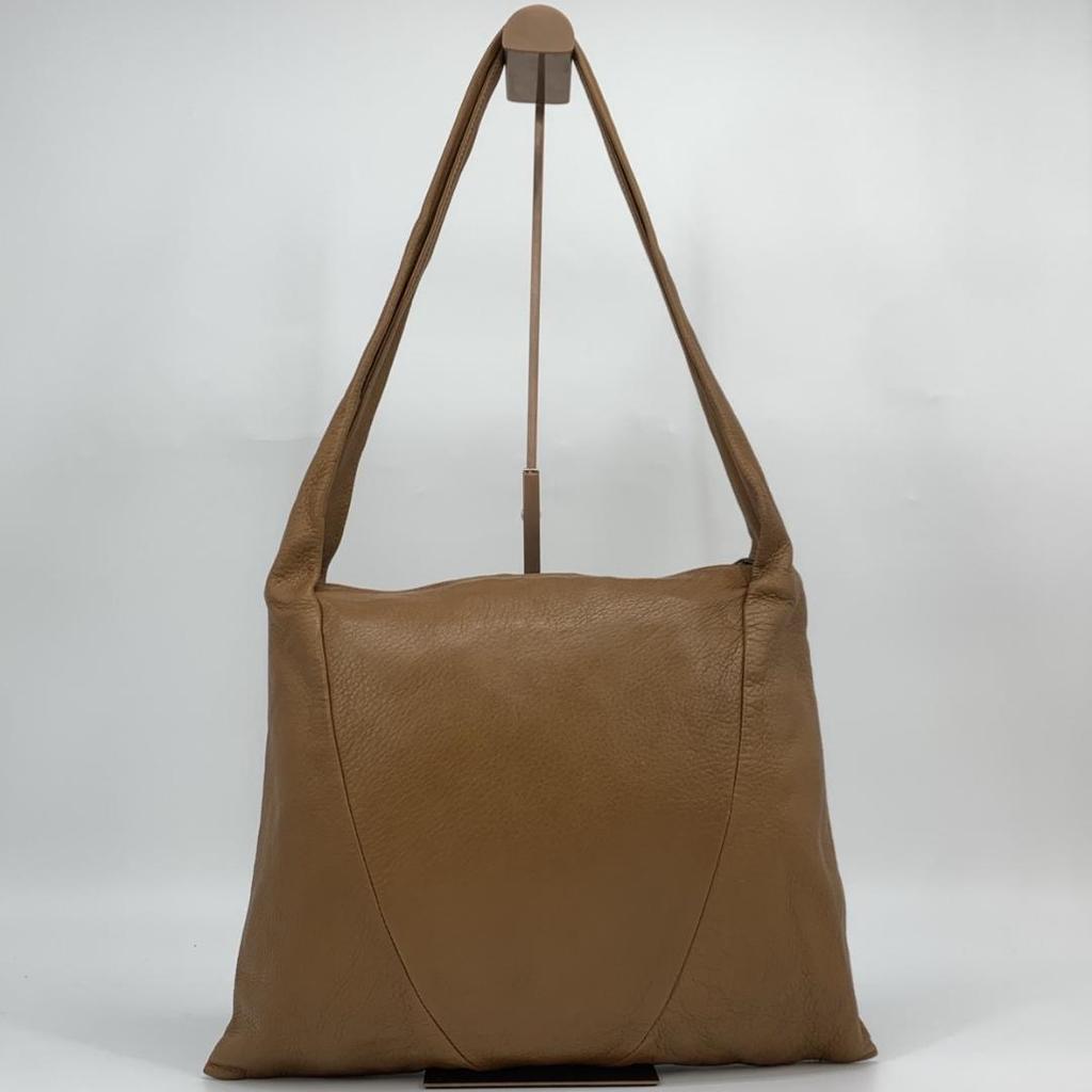 BOTTEGA VENETA Vintage Semi Shoulder Bag Single Strap Nappa Leather Brown Camel A4 Size Compatible