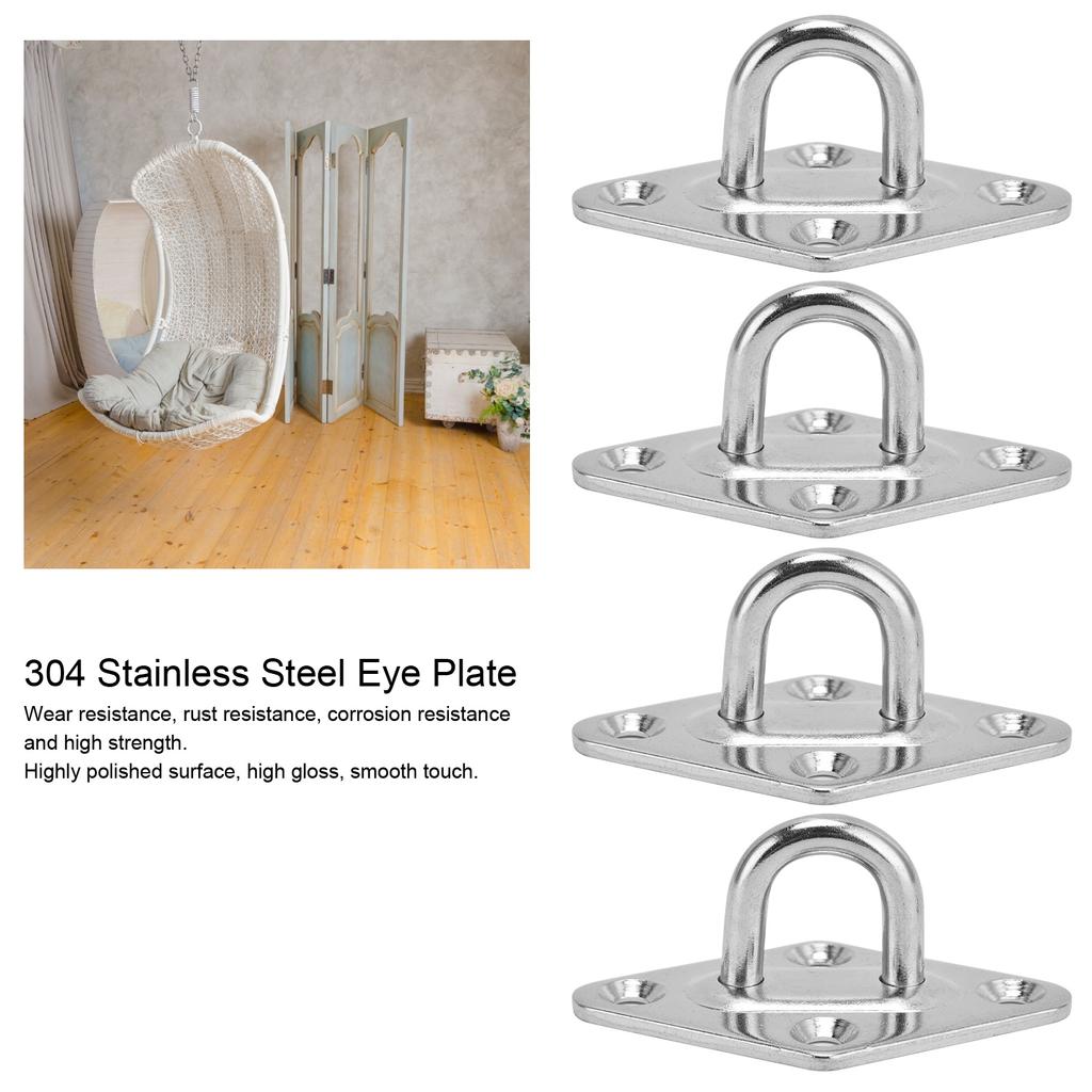4 Pcs 304 Stainless Steel Eye Plate Ceiling Wall Mount Hook for Swings Hammocks Decorations 5#