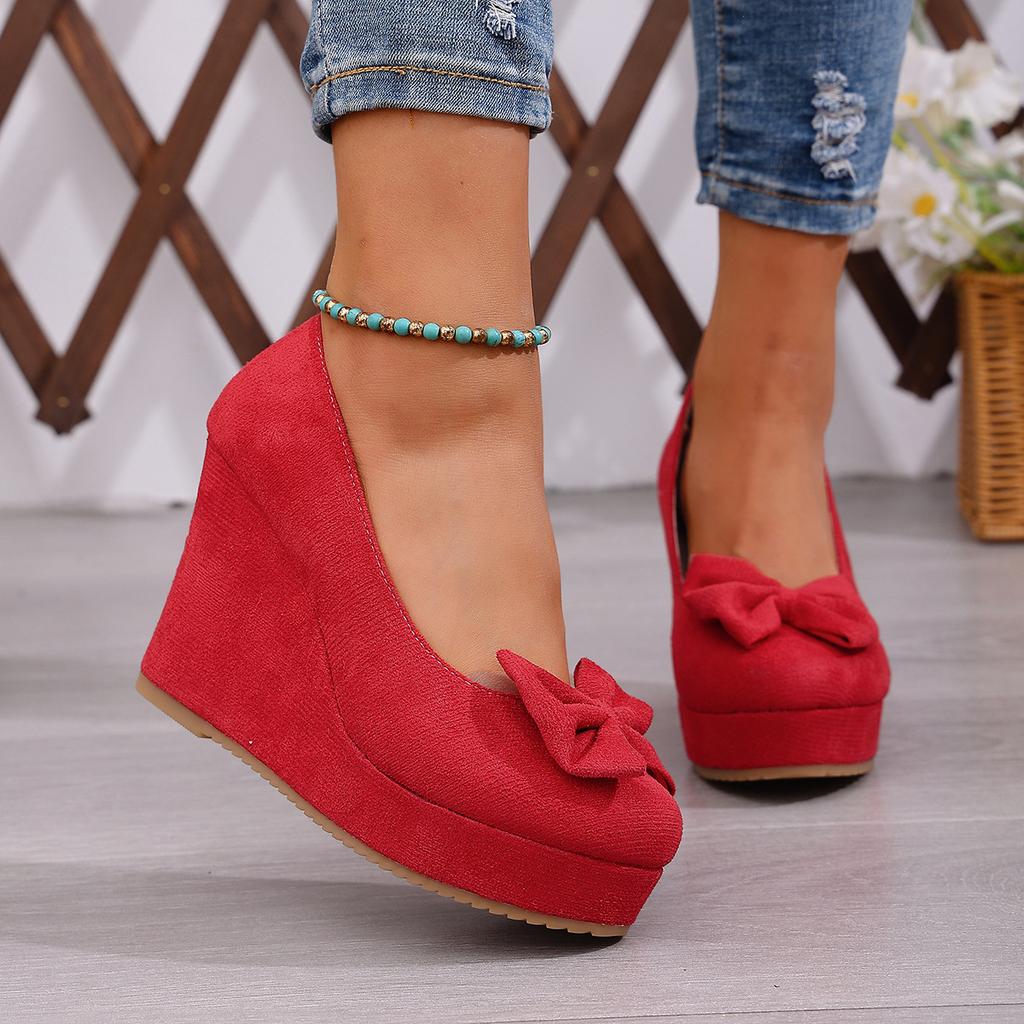 Spring/Autumn Pointed Toe Wedge Heel Shoes for Women, Fashionable Thick Sole Low-Cut High Heels, Women's Shoes 2026