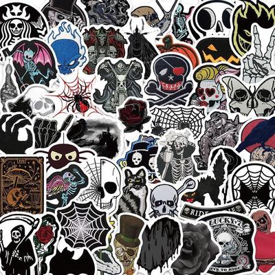 10/60Pcs Horror Halloween Sticker Skull Spider Web Pumpkin Lamp Graffiti Stickers for DIY Luggage Laptop Skateboard Motorcycle Bicycle Stickers
