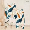 Women Plus Size Abstract Printed Long Sleeve Hooded Top Cuffed Pants Two Piece Set