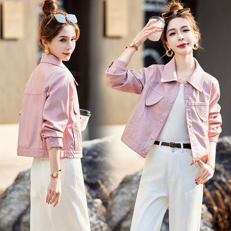 

Женская свободная повседневная мотоциклетная куртка из ПУ кожи - Коллекция весна 2025 M (90-110 jin) розовый