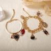 Personalized fashion trend Double layer stacking wearing retro insect love and other pendants Chain bracelet Versatile casual