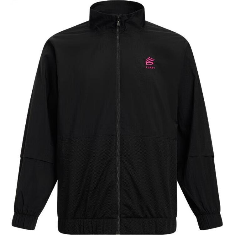 Under Armour Curry Tour Graphic Track Jacket Black Pink Men s 6000781-001 XL