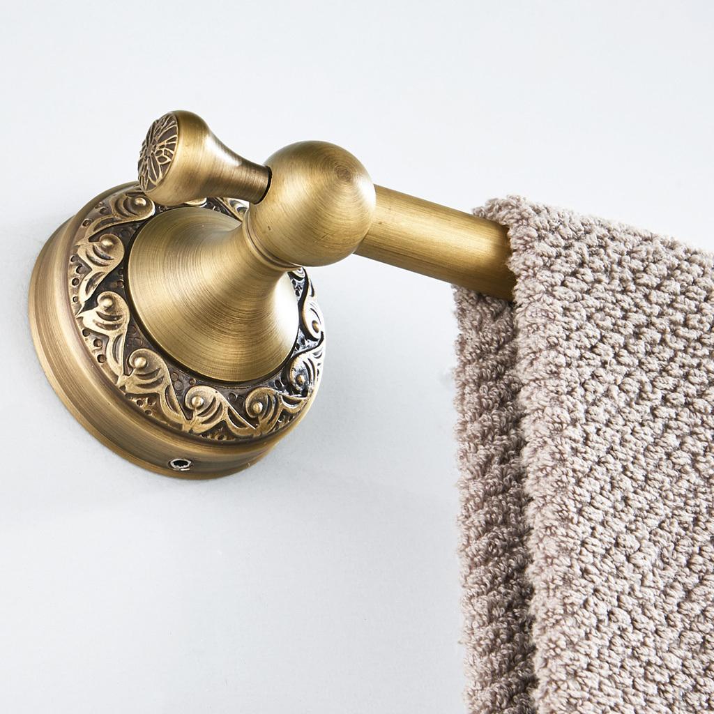 Brass Wall Mounted Single Rod Bathroom Towel Rack Bar Rail