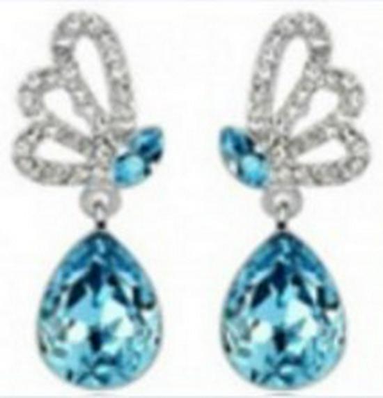 

Кристальные круглые серьги-подвески - Модные аксессуары в корейском и европейском стиле морской синий