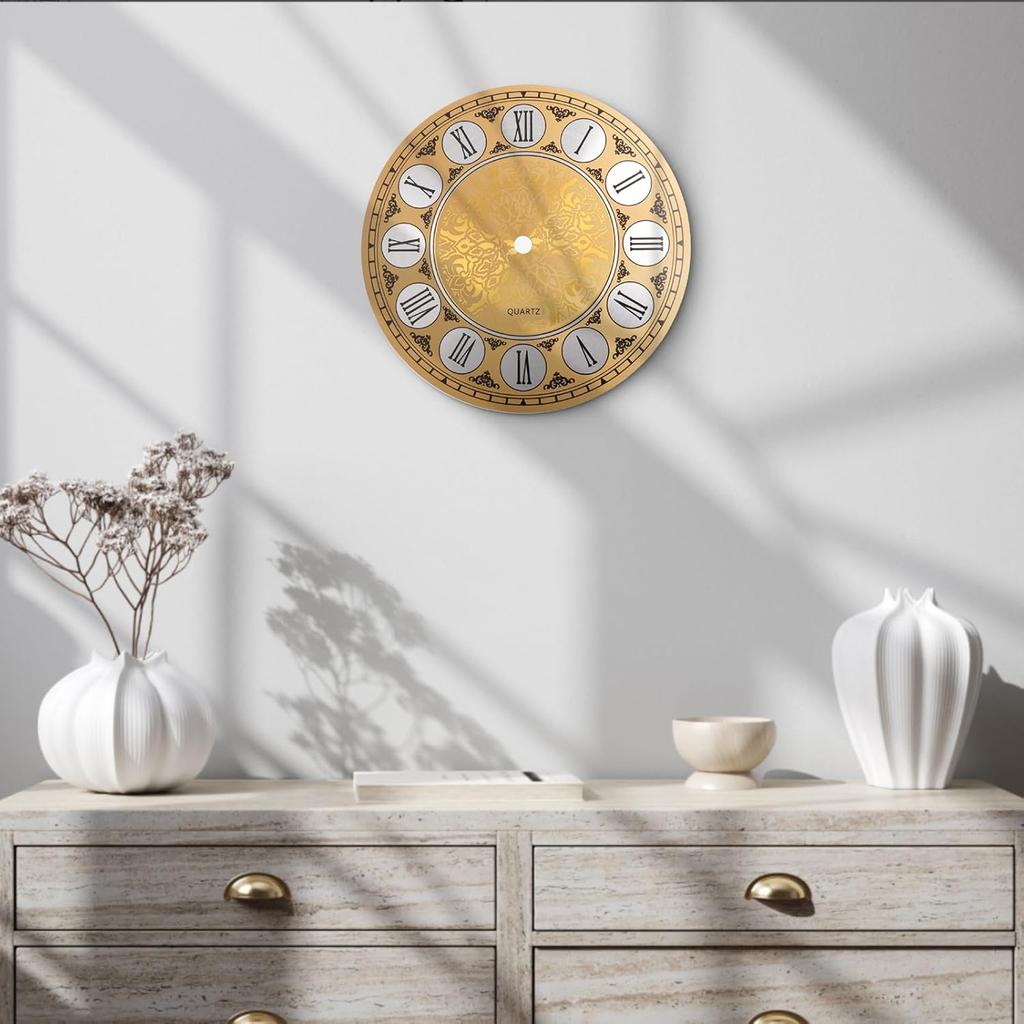 Aluminium Wall Clock Dial Face, 7 inch Diameter Arabic/Roman Numeral Clock Dial Face Replacement Parts, DIY Wall Clock for Bedroom Living Room Home