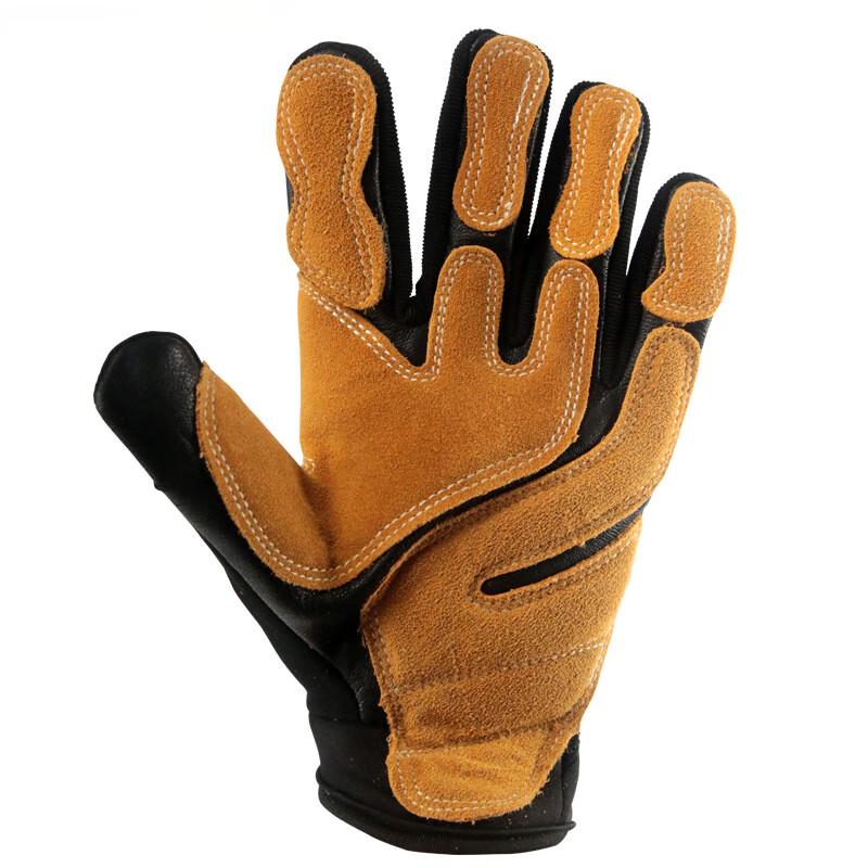 Lemon Yellow Cowhide Rescue Climbing Gloves