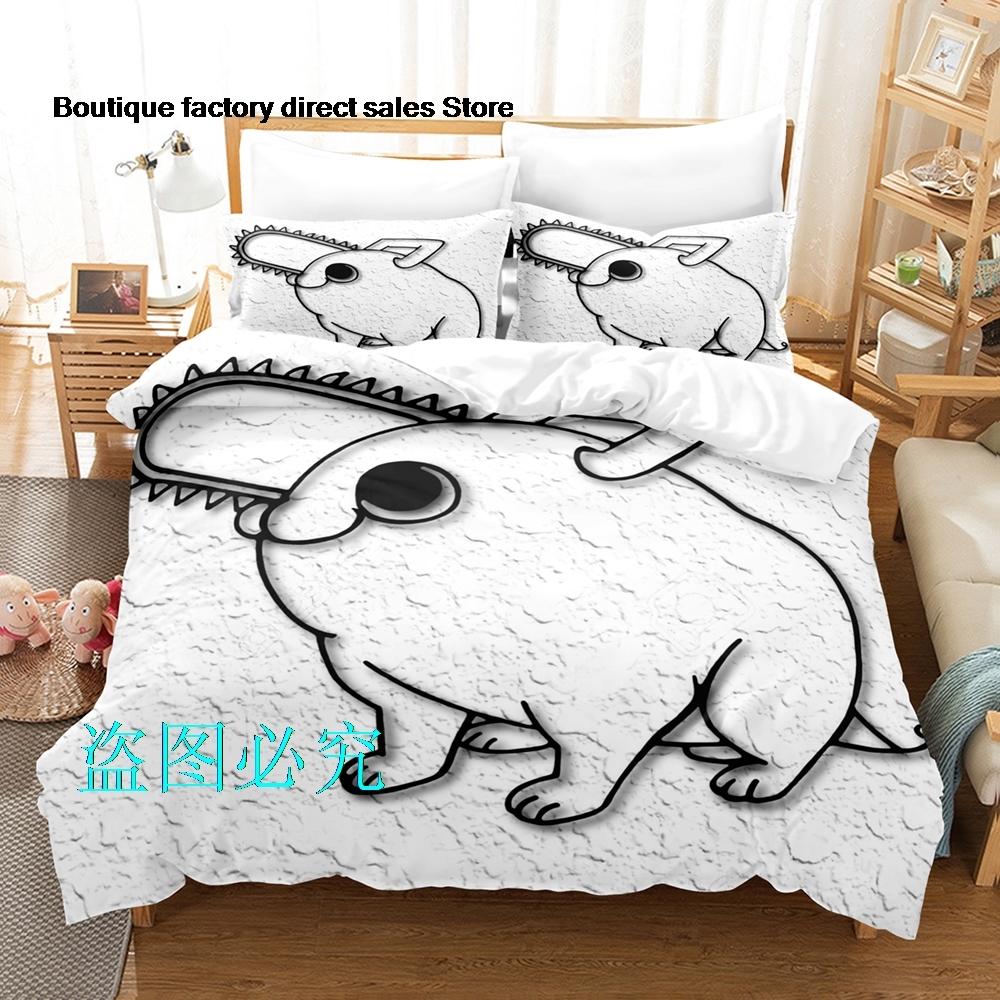 Pochita Chainsaw Man Bedding Set Single Twin Full Queen King Size Bed Set Adult Kid Bedroom Duvetcover Sets Parure De Lit Bed