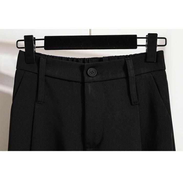 Spring Vintage High Waist Wide Leg Pants Plus Size Women Loose Elastic Casual Trousers Basic Solid Black Long Pants 5XL