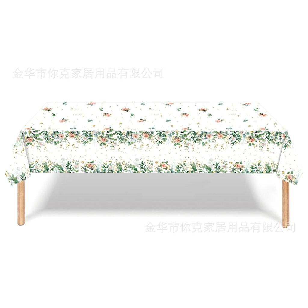 Sage-Patterned Paper Plates, Eucalyptus-Leaf-Themed Disposable Cups, Napkins, Tablecloths, and Wedding & Birthday Party Tableware Sets