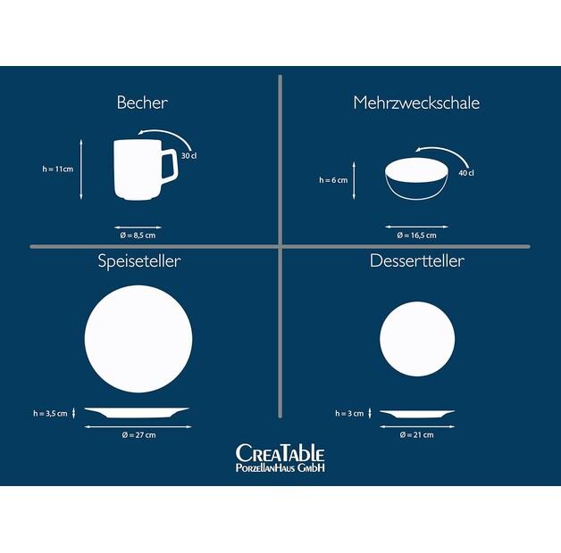 CreaTable Caldera Petrol Tableware Set, 8 Pieces (25863)
