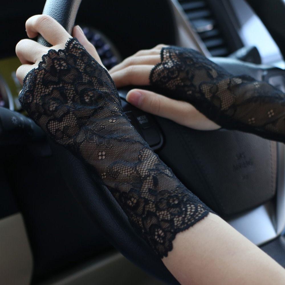 10/15/18/21cm Lace Half Finger Gloves Thin Driving Gloves  Summer Use