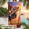 Rocket League Beach Towel, Personalized Custom Text, Quick Dry Soft Large Towel For Swimming Pool Travel