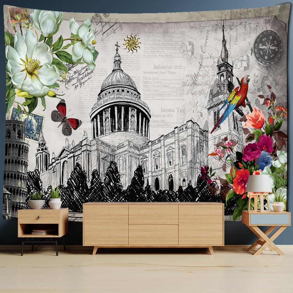 Nautical Background Cartoon Stamp Tapestry Wall Hanging Retro Kawaii Hippie Tapiz Psychedelic Kids Room Home Decor