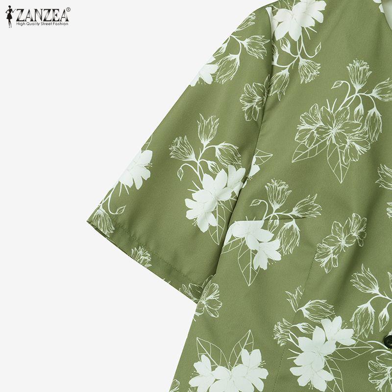 ZANZEA Women Short Sleeve Print Blouse and Long Skirts Summer Two Piece Suit Sets