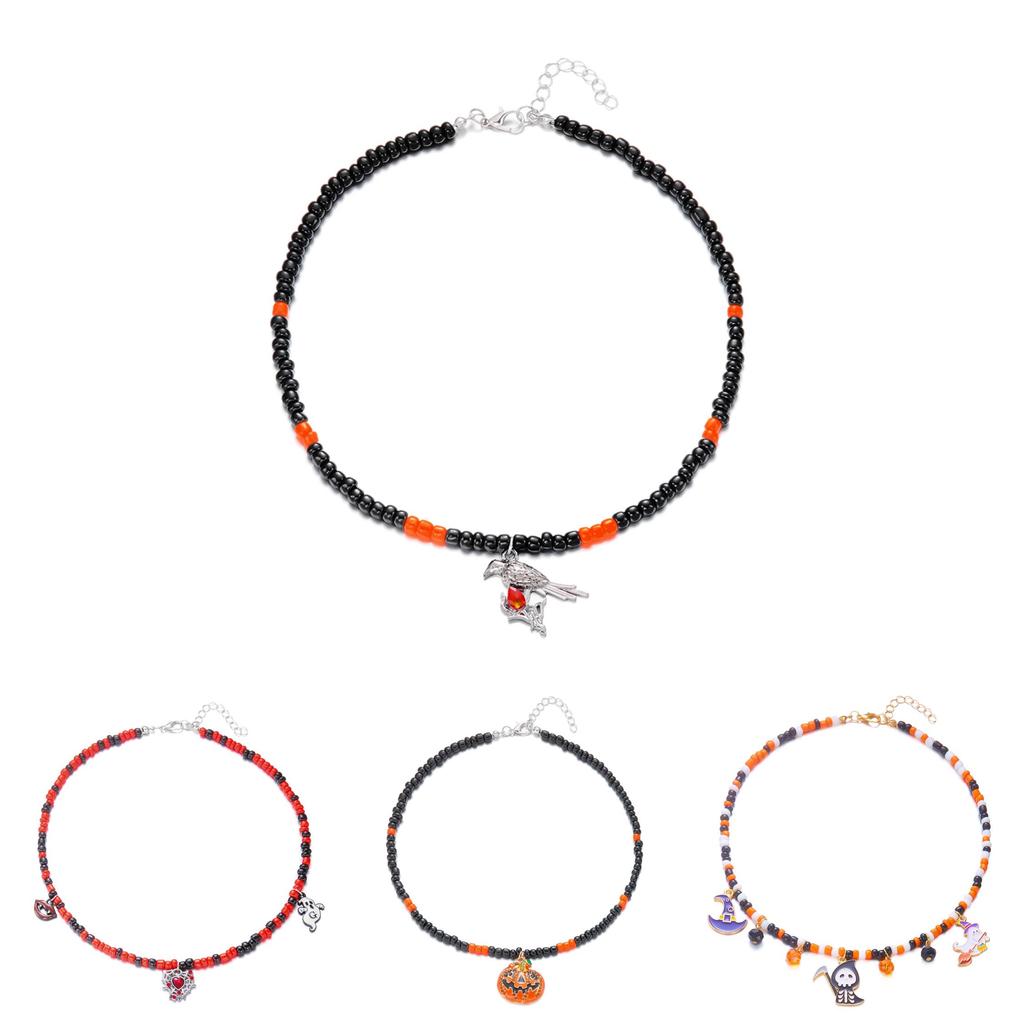 Halloween Gothic Spider Web Pendant Necklace With Rhinestones For Men And Women