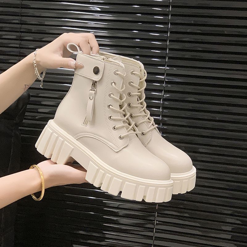Internet celebrity fashion thin platform short boots 2025 autumn and winter new British style black single boots heightening Martin boots women